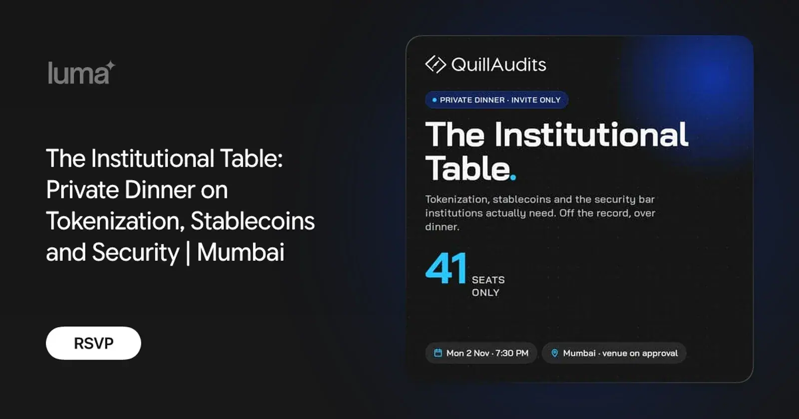The Institutional Table: Private Dinner on Tokenization, Stablecoins and Security | Mumbai