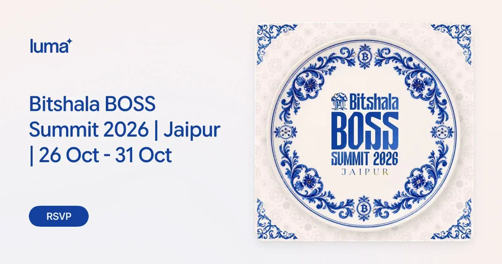 Bitshala BOSS Summit 2026 | Jaipur | 26 Oct - 31 Oct