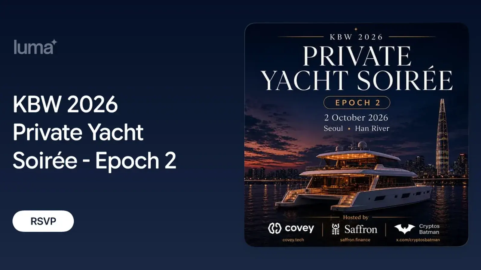 KBW 2026 Private Yacht Soirée - Epoch 2