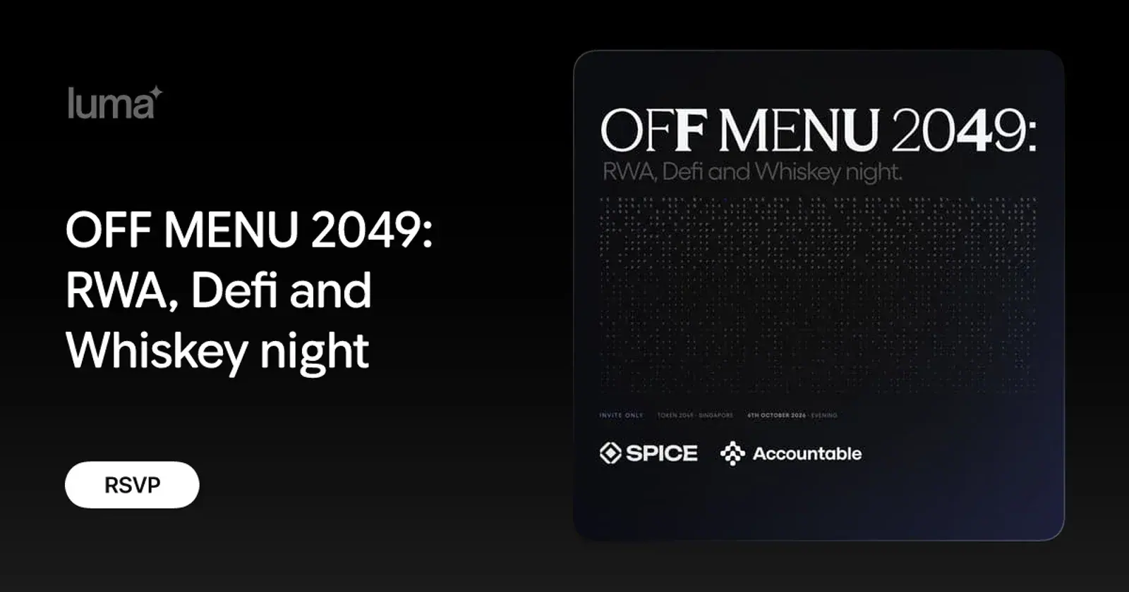 OFF MENU 2049: RWA, Defi and Whiskey night