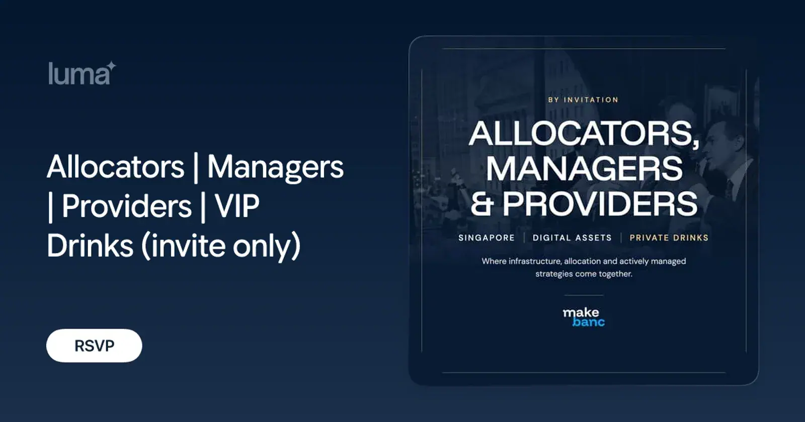 Allocators | Managers | Providers | VIP Dinner (invite only)