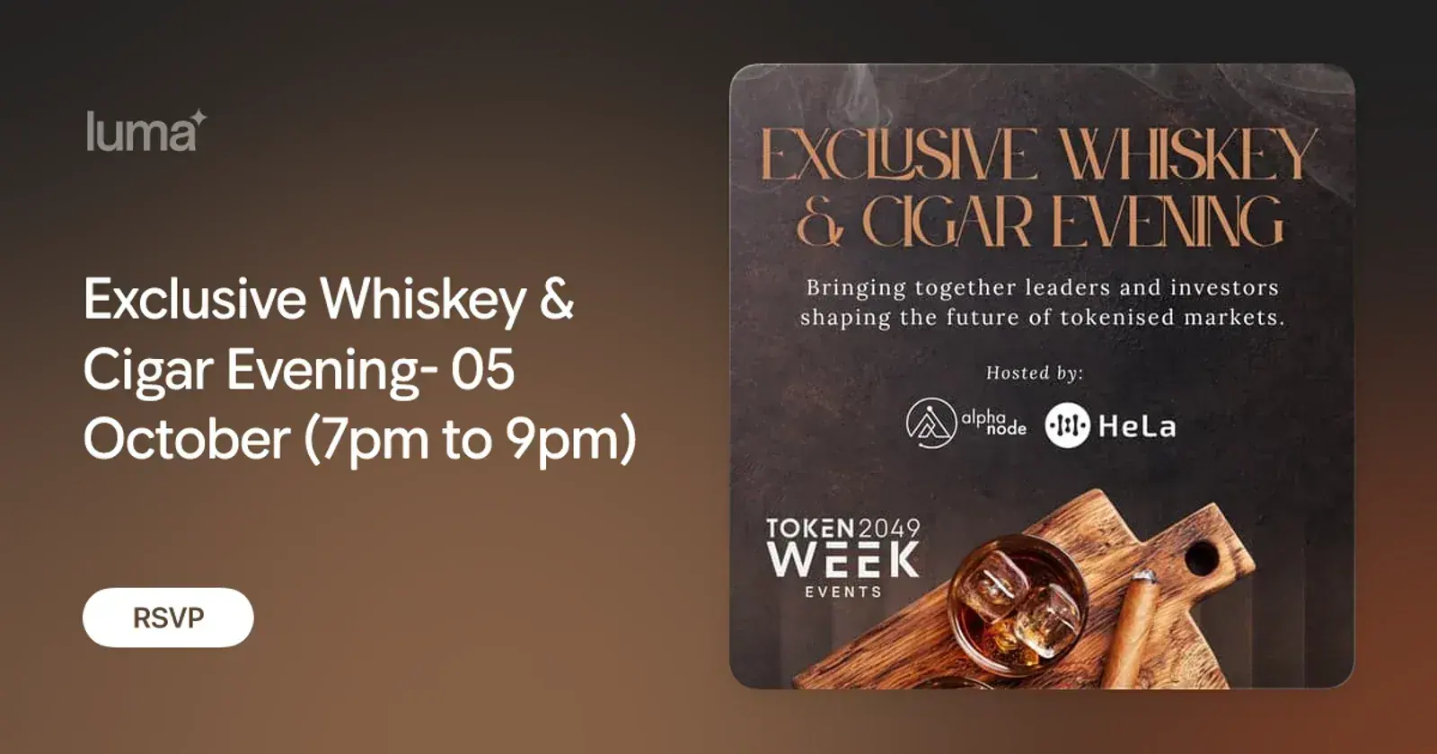 Exclusive Whiskey & Cigar Evening- 05 October (7pm to 9pm)