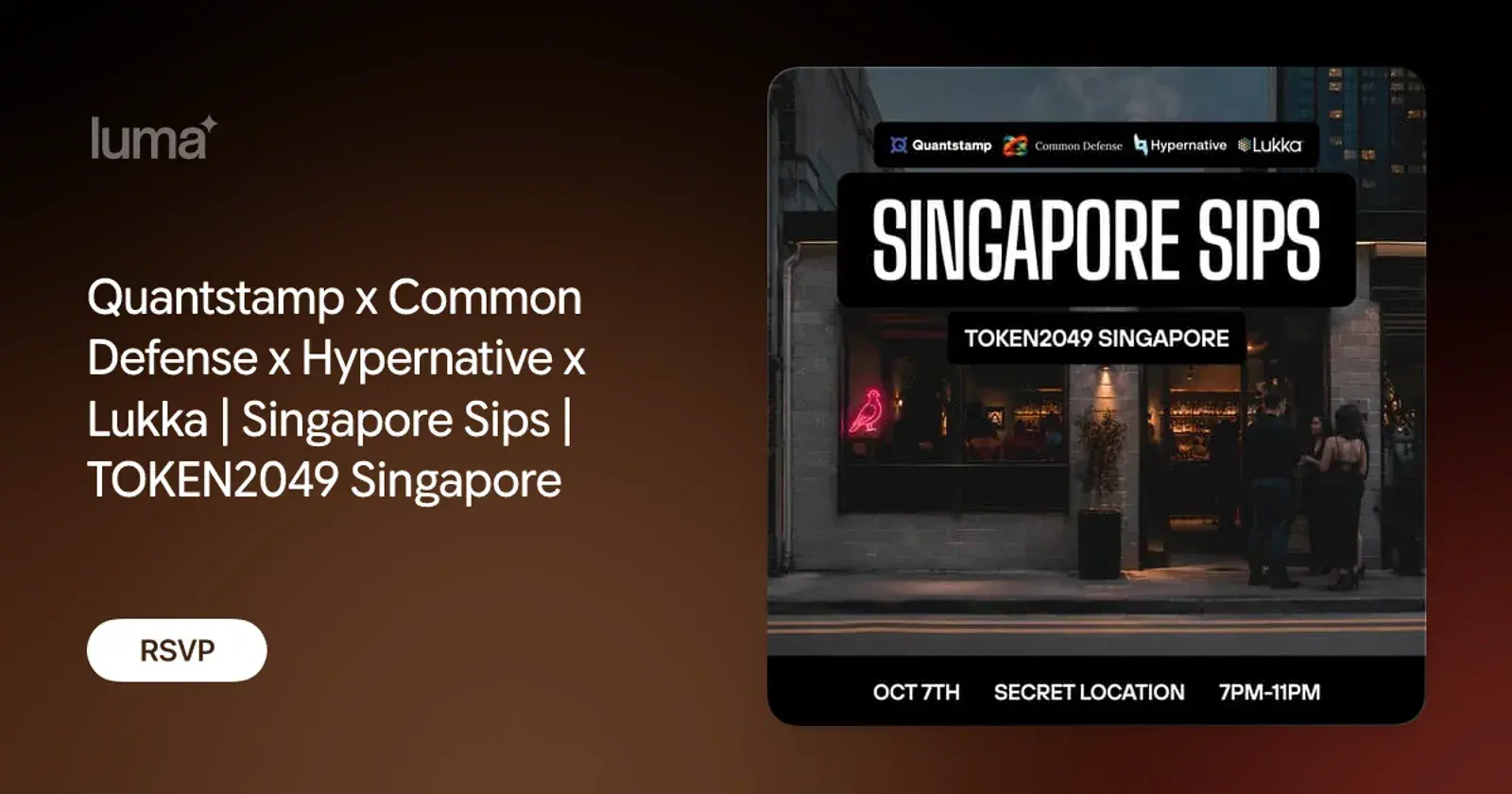 Quantstamp x Common Defense x Hypernative x Lukka | Singapore Sips | TOKEN2049 Singapore